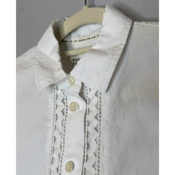 Kate Spade Brooke Street XS White Blouse Preppy Button Down Short Sleeve Collar - Picture 8 of 8